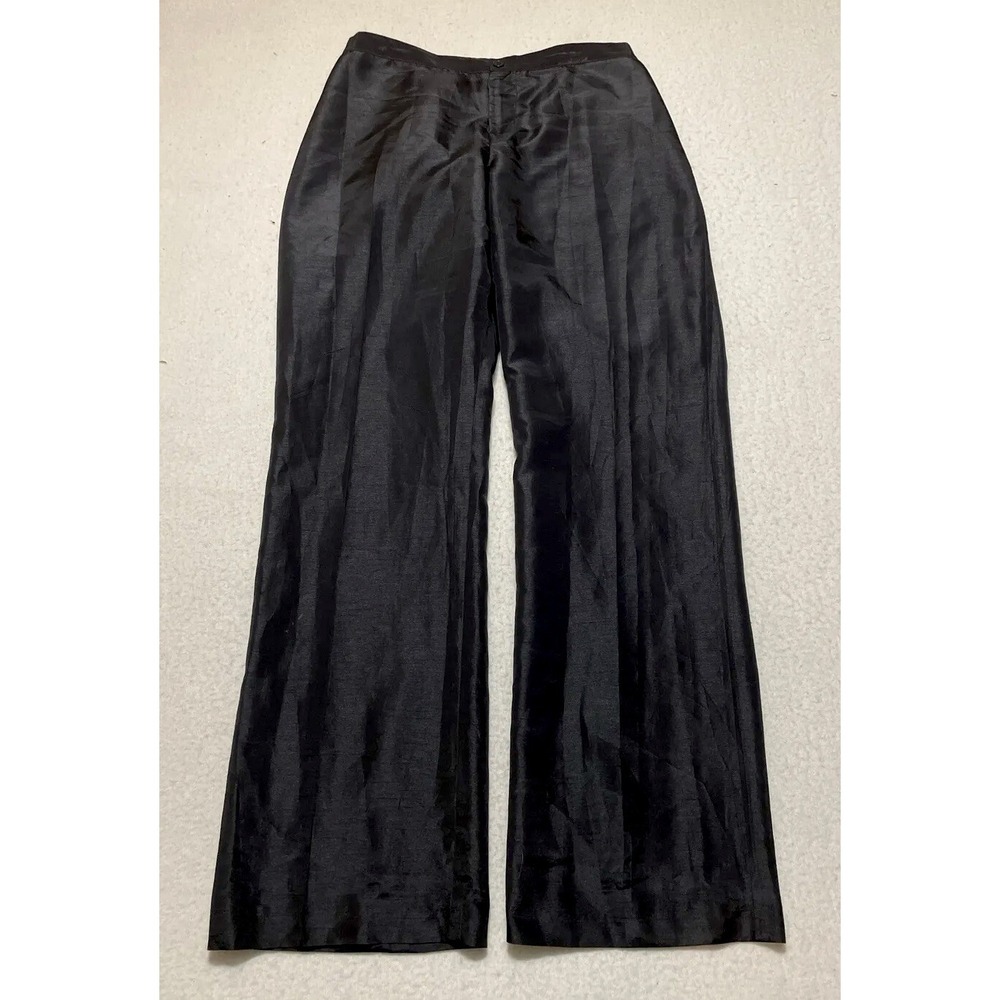 Tally Taylor Paris Pants Women's 14 Black Lightweight Wide Leg Elastic Waist